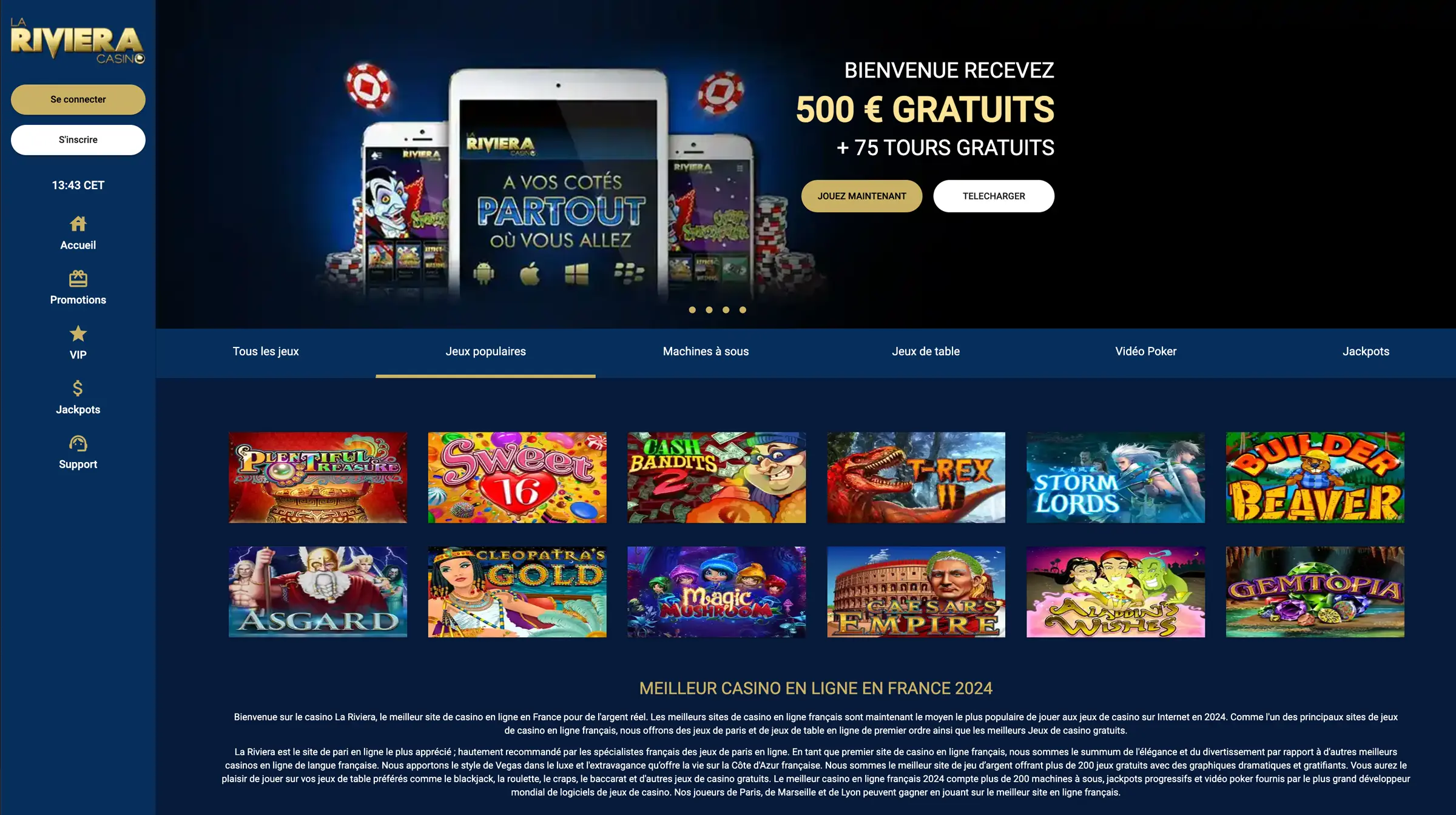 Page d'accueil de La Riviera Casino Page d'accueil de La Riviera Casino