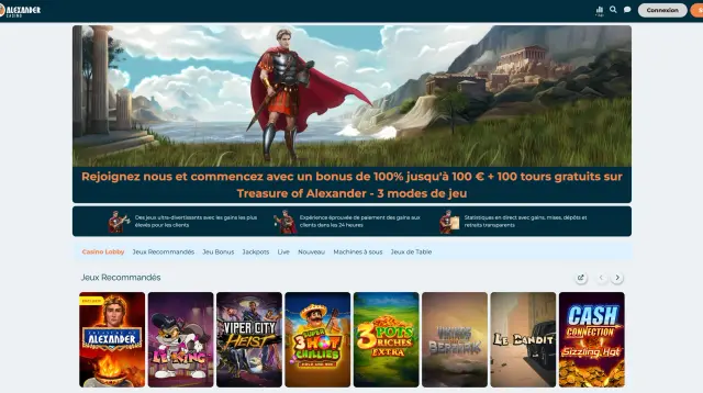 Page d'accueil de Alexander Casino