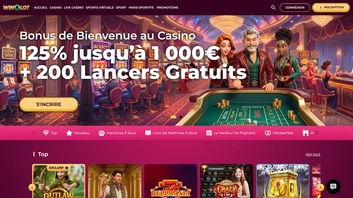 Page d'accueil de Winolot Casino