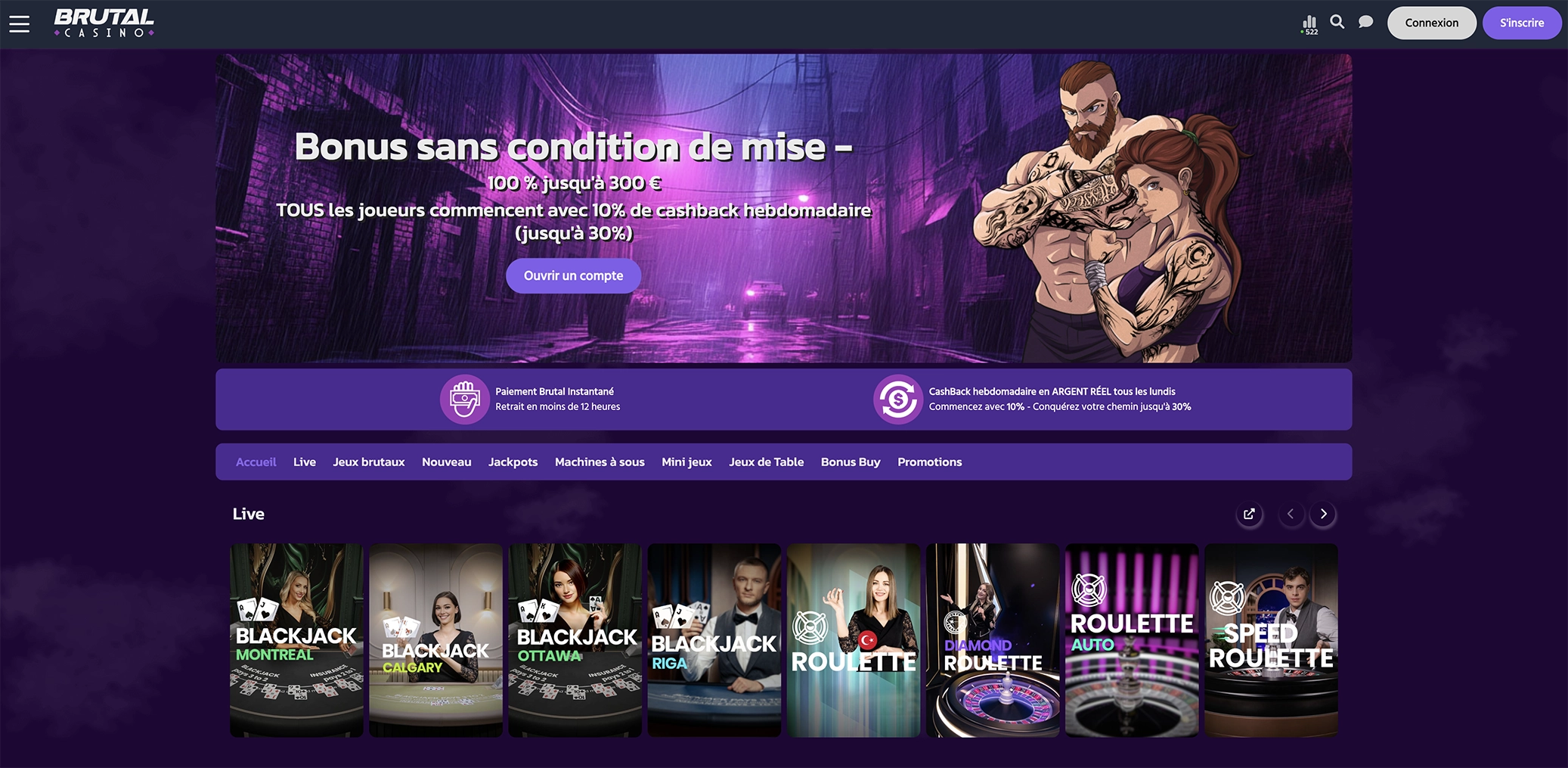brutal casino accueil