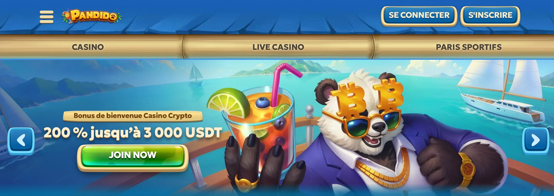 pandido casino screen